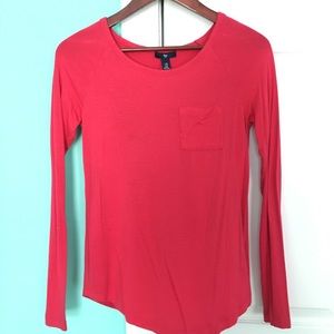 Bright red and long sleeve top